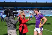4 September 2022; Shane Walsh of Kilmacud Crokes is interviewed by Marie Crowe of RTÉ after his side's victory in the Dublin County Senior Club Football Championship Group 1 match between Kilmacud Crokes and Templeogue Synge Street at Parnell Park in Dublin. Photo by Piaras Ó Mídheach/Sportsfile