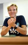 5 September 2022; Manager Vera Pauw during a Republic of Ireland Women press conference at National Training Centre in Senec, Slovakia. Photo by Stephen McCarthy/Sportsfile