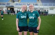 5 September 2022; Amber Barrett, left, and Claire O'Riordan during a Republic of Ireland Women training session at National Training Centre in Senec, Slovakia. Photo by Stephen McCarthy/Sportsfile