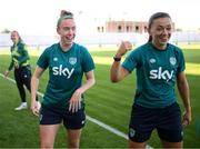 5 September 2022; Claire O'Riordan, left, and Katie McCabe during a Republic of Ireland Women training session at National Training Centre in Senec, Slovakia. Photo by Stephen McCarthy/Sportsfile
