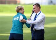 6 September 2022; Republic of Ireland manager Vera Pauw, left, and Slovakia manager Peter Kopún before the FIFA Women's World Cup 2023 Qualifier match between Slovakia and Republic of Ireland at National Training Centre in Senec, Slovakia. Photo by Stephen McCarthy/Sportsfile