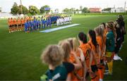 6 September 2022; Players and officials line-up before the FIFA Women's World Cup 2023 Qualifier match between Slovakia and Republic of Ireland at National Training Centre in Senec, Slovakia. Photo by Stephen McCarthy/Sportsfile