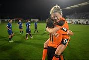6 September 2022; Denise O'Sullivan, right, celebrates with Republic of Ireland captain Katie McCabe after the FIFA Women's World Cup 2023 Qualifier match between Slovakia and Republic of Ireland at National Training Centre in Senec, Slovakia. Photo by Stephen McCarthy/Sportsfile