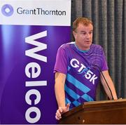 6 September 2022; Grant Thornton Representitive Mick Nolan speaking after the Grant Thornton Corporate 5K Challenge at Kennedy Quay in Cork. Photo by Sam Barnes/Sportsfile