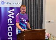 6 September 2022; Grant Thornton Representitive Mick Nolan speaking after the Grant Thornton Corporate 5K Challenge at Kennedy Quay in Cork. Photo by Sam Barnes/Sportsfile