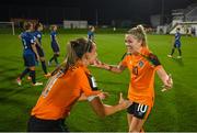 6 September 2022; Denise O'Sullivan, right, and Katie McCabe of Republic of Ireland celebrate after the FIFA Women's World Cup 2023 Qualifier match between Slovakia and Republic of Ireland at National Training Centre in Senec, Slovakia. Photo by Stephen McCarthy/Sportsfile