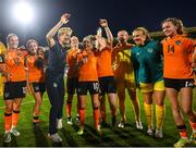 6 September 2022; Republic of Ireland manager Vera Pauw and players celebrate after the FIFA Women's World Cup 2023 Qualifier match between Slovakia and Republic of Ireland at National Training Centre in Senec, Slovakia. Photo by Stephen McCarthy/Sportsfile