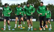 7 September 2022; Gary O'Neill, left, Neil Farrugia, centre, and Chris McCann during a Shamrock Rovers squad training session at Roadstone Sports Club in Dublin. Photo by Seb Daly/Sportsfile