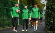 7 September 2022; Chris McCann, left, and Jack Byrne, centre, and Gary O'Neill before a Shamrock Rovers squad training session at Roadstone Sports Club in Dublin. Photo by Seb Daly/Sportsfile
