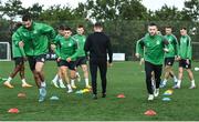 7 September 2022; Neil Farrugia, left, and Jack Byrne during a Shamrock Rovers squad training session at Roadstone Sports Club in Dublin. Photo by Seb Daly/Sportsfile