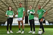 8 September 2022; In attendance at the launch of Sport Ireland’s Changing the Game campaign at Sport Ireland Campus in Dublin are, from left, Paralympic Swimmer Róisín Ní Ríain, Kerry footballer Stefan Okunbor, Irish Olympic boxer Michaela Walsh and Republic of Ireland International footballer Savannah McCarthy. This campaign supports Sport Ireland’s Diversity and Inclusion Policy in Sport which expresses its vision for a sport sector that celebrates diversity, promotes inclusion, and is pro-active in providing opportunities for lifelong participation for everyone. Photo by Sam Barnes/Sportsfile