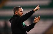 8 September 2022; Shamrock Rovers manager Stephen Bradley after the UEFA Europa Conference League Group F match between Shamrock Rovers and Djurgården at Tallaght Stadium in Dublin. Photo by Eóin Noonan/Sportsfile