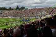 24 July 2022; Both teams parade behind the Artane Band before the GAA Football All-Ireland Senior Championship Final match between Kerry and Galway at Croke Park in Dublin. Photo by Piaras Ó Mídheach/Sportsfile