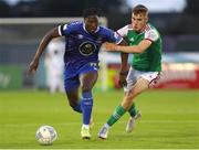 9 September 2022; Tunmise Sobowale of Waterford in action against Matt Healy of Cork City during the SSE Airtricity League First Division match between Waterford and Cork City at RSC in Waterford. Photo by Michael P Ryan/Sportsfile