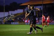 9 September 2022; Frank Liivak of Sligo Rovers celebrates with teammate Max Mata after scoring his side's first goal during the SSE Airtricity League Premier Division match between Shelbourne and Sligo Rovers at Tolka Park in Dublin. Photo by Tyler Miller/Sportsfile