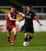 9 September 2022; Greg Bolger of Sligo Roversr is tackled by Jack Moylan of Shelbourne during the SSE Airtricity League Premier Division match between Shelbourne and Sligo Rovers at Tolka Park in Dublin. Photo by Tyler Miller/Sportsfile