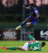 9 September 2022; Tunmise Sobowale of Waterford is tackled by Cian Coleman of Cork City during the SSE Airtricity League First Division match between Waterford and Cork City at RSC in Waterford. Photo by Michael P Ryan/Sportsfile