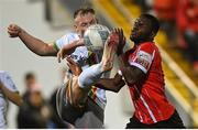 9 September 2022; Ciarán Kelly of Bohemians in action against James Akintunde of Derry City during the SSE Airtricity League Premier Division match between Derry City and Bohemians at The Ryan McBride Brandywell Stadium in Derry. Photo by Ramsey Cardy/Sportsfile