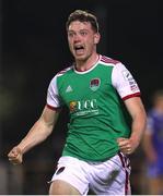 9 September 2022; Cian Murphy of Cork City celebrates after scoring his side's first goal during the SSE Airtricity League First Division match between Waterford and Cork City at RSC in Waterford. Photo by Michael P Ryan/Sportsfile