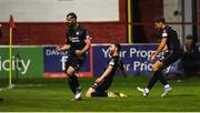 9 September 2022; Sligo Rovers captain Greg Bolger, left, and teammate Aidan Keena, centre, celebrate after scoring their side's second goal during the SSE Airtricity League Premier Division match between Shelbourne and Sligo Rovers at Tolka Park in Dublin. Photo by Tyler Miller/Sportsfile