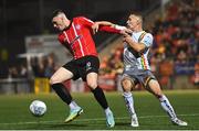 9 September 2022; Ryan Graydon of Derry City in action against Tyreke Wilson of Bohemians during the SSE Airtricity League Premier Division match between Derry City and Bohemians at The Ryan McBride Brandywell Stadium in Derry. Photo by Ramsey Cardy/Sportsfile