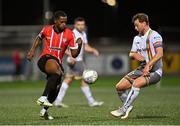 9 September 2022; Sadou Diallo of Derry City in action against Conor Levingston of Bohemians during the SSE Airtricity League Premier Division match between Derry City and Bohemians at The Ryan McBride Brandywell Stadium in Derry. Photo by Ramsey Cardy/Sportsfile