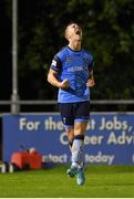 9 September 2022; Thomas Lonergan of UCD celebrates after scoring his side's third goal during the SSE Airtricity League Premier Division match between UCD and Dundalk at UCD Bowl in Dublin. Photo by Seb Daly/Sportsfile