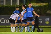 9 September 2022; Evan Caffrey of UCD celebrates after his side's victory in the SSE Airtricity League Premier Division match between UCD and Dundalk at UCD Bowl in Dublin. Photo by Seb Daly/Sportsfile
