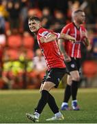 9 September 2022; Ronan Boyce of Derry City celebrates at the final whistle of the SSE Airtricity League Premier Division match between Derry City and Bohemians at The Ryan McBride Brandywell Stadium in Derry. Photo by Ramsey Cardy/Sportsfile