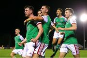 9 September 2022; Cian Murphy of Cork City, left, celebrates after scoring his side's first goal during the SSE Airtricity League First Division match between Waterford and Cork City at RSC in Waterford. Photo by Michael P Ryan/Sportsfile