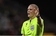 8 September 2022; Referee Ivar Orri Kristjansson during the UEFA Europa Conference League group F match between Shamrock Rovers and Djurgården at Tallaght Stadium in Dublin. Photo by Seb Daly/Sportsfile