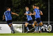 9 September 2022; Dylan Duffy of UCD, right, celebrates after scoring his side's second goal during the SSE Airtricity League Premier Division match between UCD and Dundalk at UCD Bowl in Dublin. Photo by Seb Daly/Sportsfile