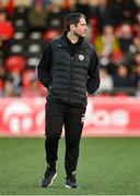 9 September 2022; Derry City manager Ruaidhrí Higgins during the SSE Airtricity League Premier Division match between Derry City and Bohemians at The Ryan McBride Brandywell Stadium in Derry. Photo by Ramsey Cardy/Sportsfile