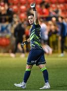 9 September 2022; Derry City goalkeeper Brian Maher celebrates after the SSE Airtricity League Premier Division match between Derry City and Bohemians at The Ryan McBride Brandywell Stadium in Derry. Photo by Ramsey Cardy/Sportsfile