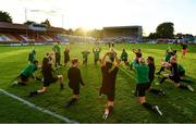 10 September 2022; Peamount United players warm up before the SSE Airtricity League Women's National League match between Shelbourne and Peamount United at Tolka Park in Dublin. Photo by Sam Barnes/Sportsfile