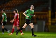 10 September 2022; Sadhbh Doyle of Peamount United celebrates after her side's victory in the SSE Airtricity League Women's National League match between Shelbourne and Peamount United at Tolka Park in Dublin. Photo by Sam Barnes/Sportsfile