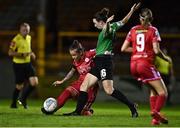 10 September 2022; Pearl Slattery of Shelbourne in action against Karen Duggan of Peamount United during the SSE Airtricity League Women's National League match between Shelbourne and Peamount United at Tolka Park in Dublin. Photo by Sam Barnes/Sportsfile
