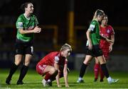 10 September 2022; Jessie Stapleton of Shelbourne reacts after her shot is saved by Peamount United goalkeeper Niamh Reid-Burke during the SSE Airtricity League Women's National League match between Shelbourne and Peamount United at Tolka Park in Dublin. Photo by Sam Barnes/Sportsfile