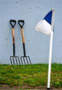 11 September 2022; Groundsmans forks pictured before the Waterford County Senior Hurling Championship Final match between Mount Sion and Ballygunner at Walsh Park in Waterford. Photo by Sam Barnes/Sportsfile
