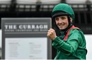 11 September 2022; Jockey Chris Hayes celebrates after winning the Moyglare Stud Stakes on Tahiyra during day two of the Longines Irish Champions Weekend at The Curragh Racecourse in Kildare. Photo by Seb Daly/Sportsfile
