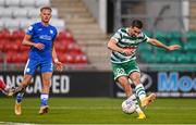11 September 2022; Neil Farrugia of Shamrock Rovers shoots to score his side's fourth goal during the SSE Airtricity League Premier Division match between Shamrock Rovers and Finn Harps at Tallaght Stadium in Dublin. Photo by Ramsey Cardy/Sportsfile