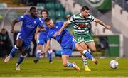 11 September 2022; Neil Farrugia of Shamrock Rovers in action against Rob Slevin of Finn Harps during the SSE Airtricity League Premier Division match between Shamrock Rovers and Finn Harps at Tallaght Stadium in Dublin. Photo by Tyler Miller/Sportsfile