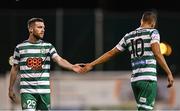 11 September 2022; Jack Byrne, left, and Graham Burke of Shamrock Rovers during the SSE Airtricity League Premier Division match between Shamrock Rovers and Finn Harps at Tallaght Stadium in Dublin. Photo by Ramsey Cardy/Sportsfile