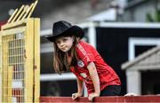 10 September 2022; Shelbourne supporter Megan Lynch, aged 7, from Saggart in Dublin before the SSE Airtricity League Women's National League match between Shelbourne and Peamount United at Tolka Park in Dublin. Photo by Sam Barnes/Sportsfile