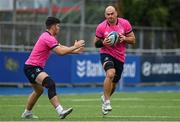 12 September 2022; Rhys Ruddock, right, and Ben Brownlee during a Leinster Rugby squad training session at Energia Park in Dublin. Photo by Brendan Moran/Sportsfile