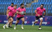 12 September 2022; Andrew Porter, centre, with Garry Ringrose and Jack Conan during a Leinster Rugby squad training session at Energia Park in Dublin. Photo by Brendan Moran/Sportsfile