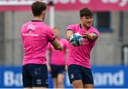 12 September 2022; Max O'Reilly, right, and Rob Russell during a Leinster Rugby squad training session at Energia Park in Dublin. Photo by Brendan Moran/Sportsfile