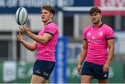 12 September 2022; Rob Russell, left, and Max O'Reilly during a Leinster Rugby squad training session at Energia Park in Dublin. Photo by Brendan Moran/Sportsfile