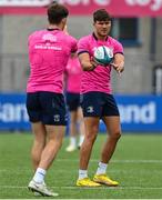 12 September 2022; Max O'Reilly, right, and Rob Russell  during a Leinster Rugby squad training session at Energia Park in Dublin. Photo by Brendan Moran/Sportsfile