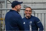 12 September 2022; Charlie Ngatai, right, and backs coach Andrew Goodman during a Leinster Rugby squad training session at Energia Park in Dublin. Photo by Brendan Moran/Sportsfile